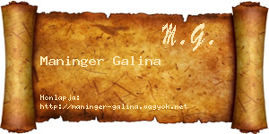 Maninger Galina névjegykártya